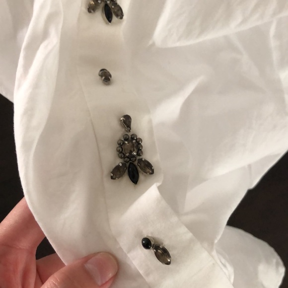 Ann Taylor Loft Jeweled White Button Up - Picture 6 of 9